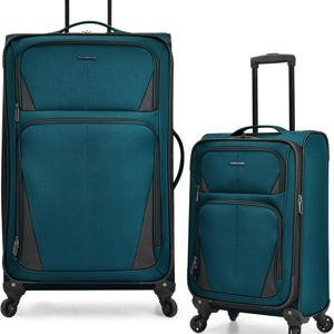 U.S. Traveler Aviron Bay Expandable Softside Spinner Wheels, Teal, 2 Piece Luggage