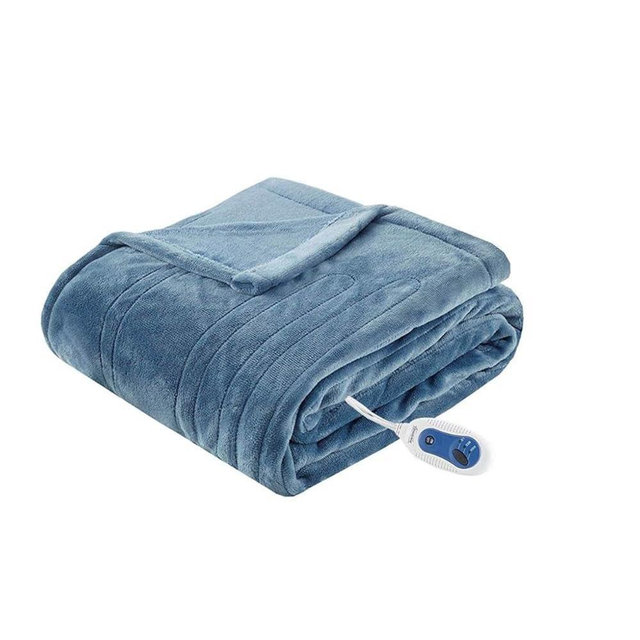 Beautyrest Heated Electric Blanket for Cold Weather, Fast Heating Heated Blanket, Auto Shut Off, Virtually Zero EMF, Multi Heat Setting, UL Certified, Sapphire Throw (60 inx70 in)