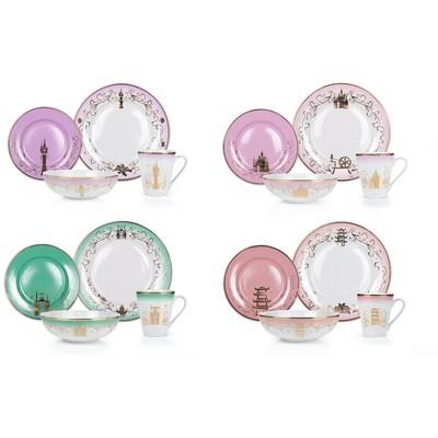 Robe Factory LLC Disney Themed 16 Piece Ceramic Dinnerware Set Collection 2 | Plates | Bowls | Mugs