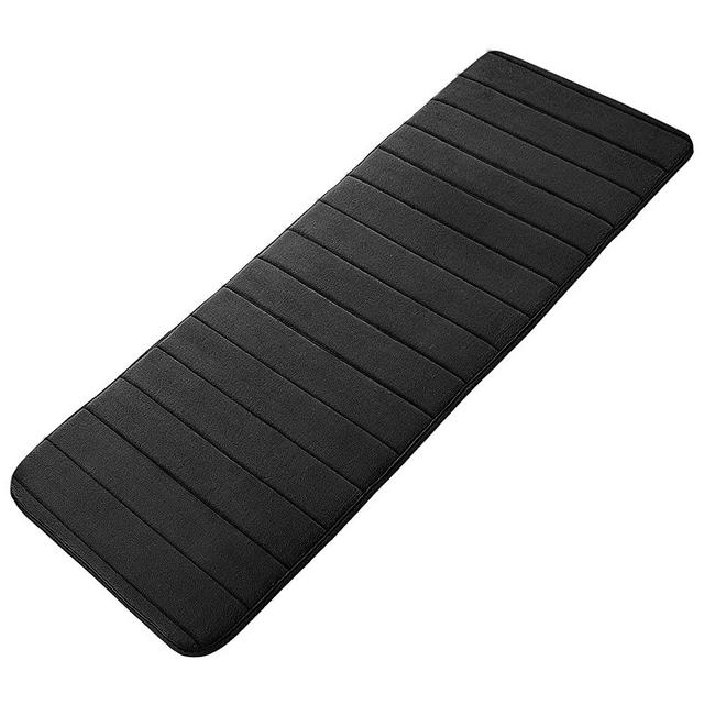 uxcell Memory Foam Bath Mat, Absorbent Runner Kitchen Rug, Soft and Comfortable Runner Floor Mat for Kitchen Bathroom Floors 16" x 47", Black
