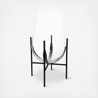 Glass Vase with Metal Stand
