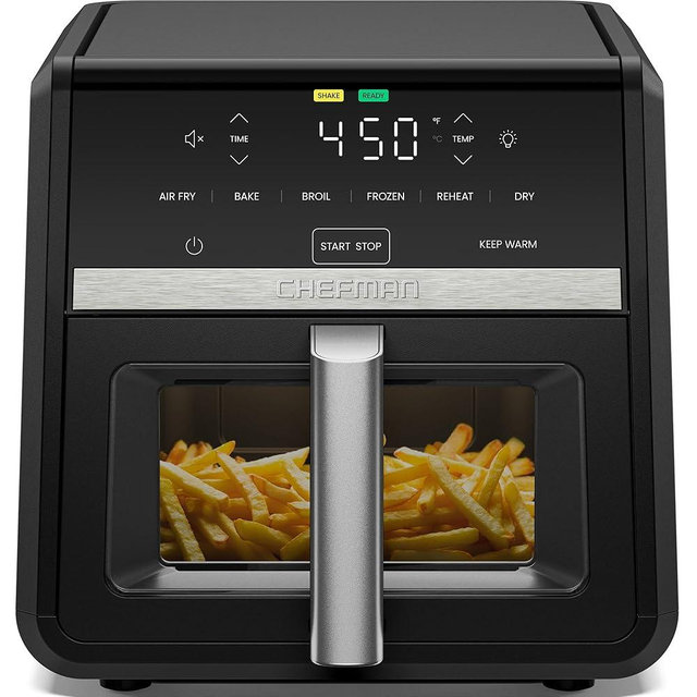 Chefman Air Fryer 9 Qt | TurboFry 7-in-1 High-Powered 450°F Cooking for Crispier and Even Results | XL Basket with Viewing Window | Air Fry, Bake, Broil, Reheat, Dehydrate, Defrost, Keep Warm