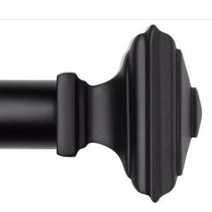Black Curtain Rod for Windows-EUPLAR 1 Inch Single Curtain Rod with Decorative Square Finials, 36-72 Inch Adjustable Window Curtain Rods for Living Room, Kitchen