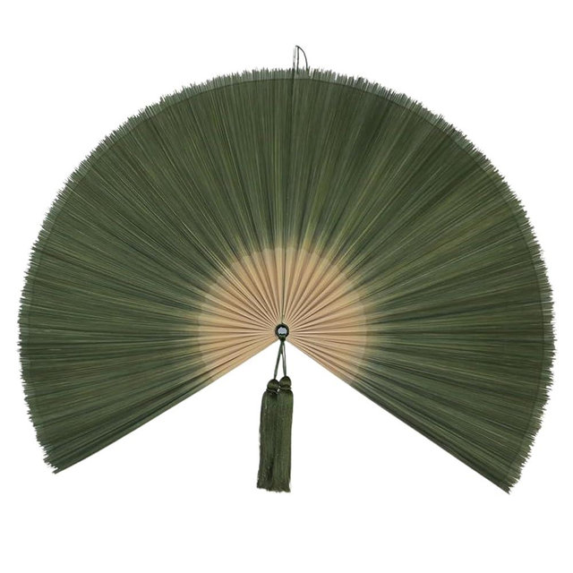 ChumDecor Bamboo Fan Wall Decor,Japanese Chinese Wall Fans,Large Bamboo Fan Wall Art for Boho Hanging Headboard, Decorative Folding Fans (Dark Moss Green 40inch)