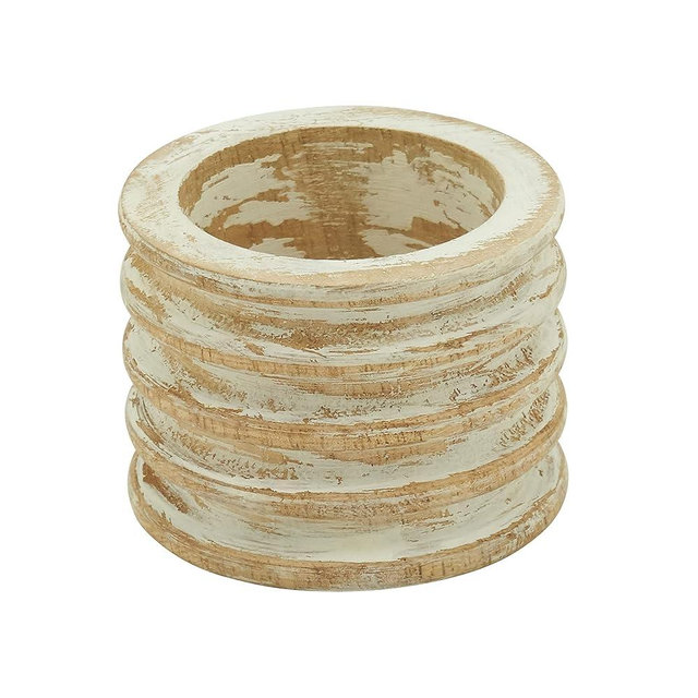 Wood Ribbed Napkin Rings (Set of 4)