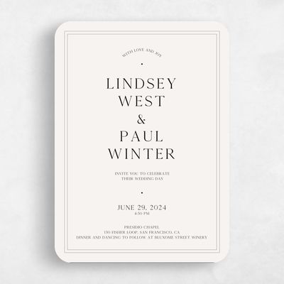 Beige Rounded Wedding Invitation - Cadiz Portrait