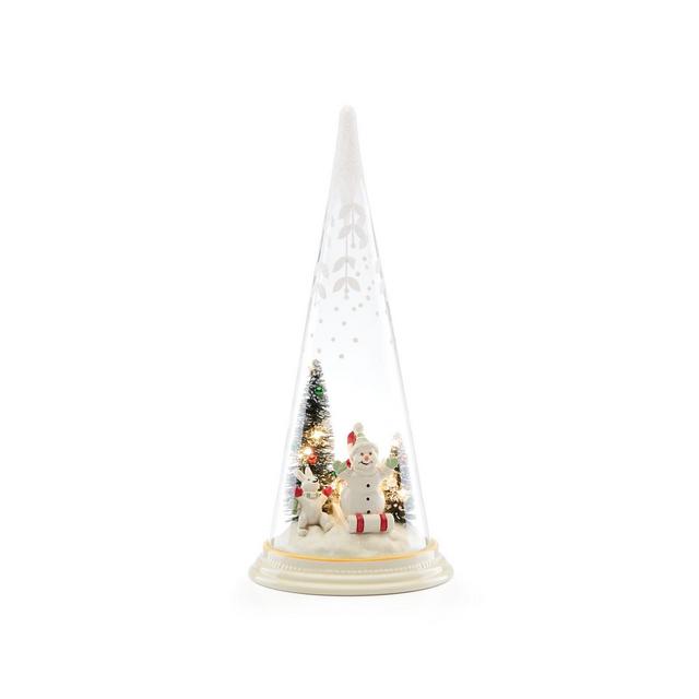 Lenox Merry & Magic Light-Up Sledding Snowman Glass Cone