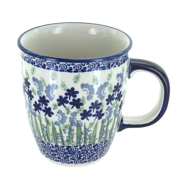Blue Rose Polish Pottery - Blue Brienna Coffee Mug - 8 oz - Perfect Mug for the Office, Home, or a Gift