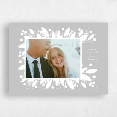 Grey Holiday Card - Evergreen Landscape
