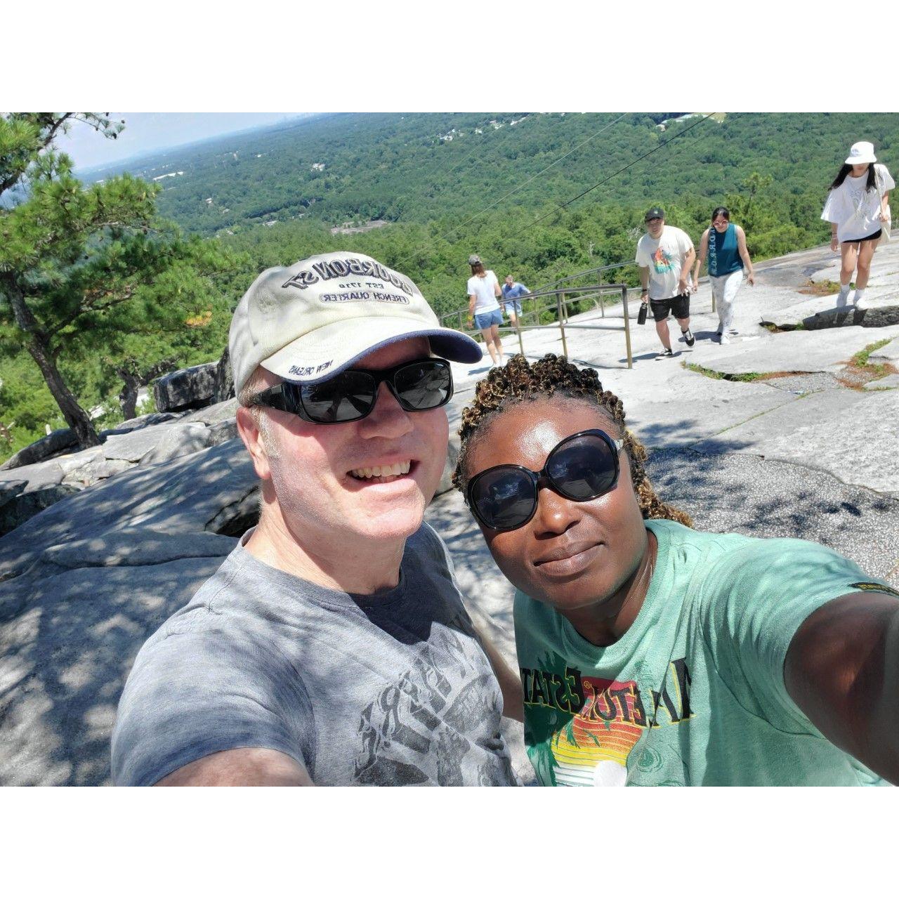 Hiking up Stone Mountain in Atlanta Georgia.