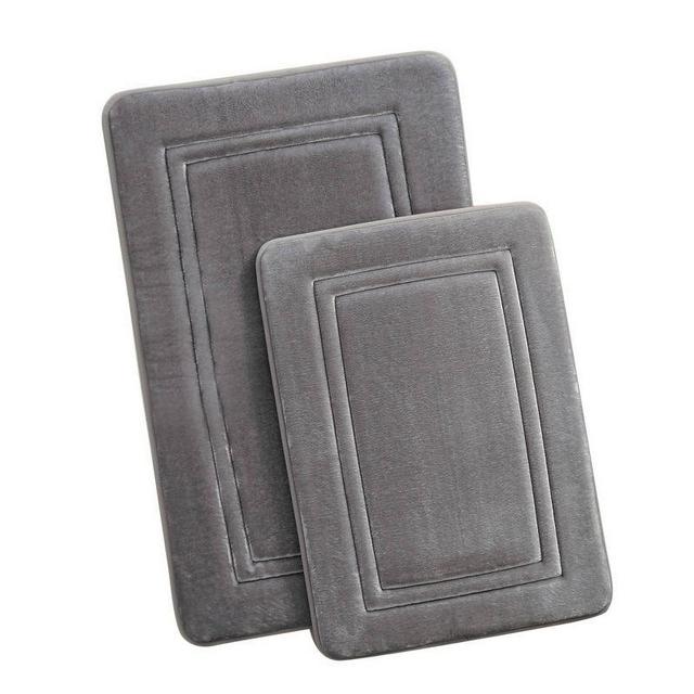 2pc Memory Foam Bath Rug Set - Gray