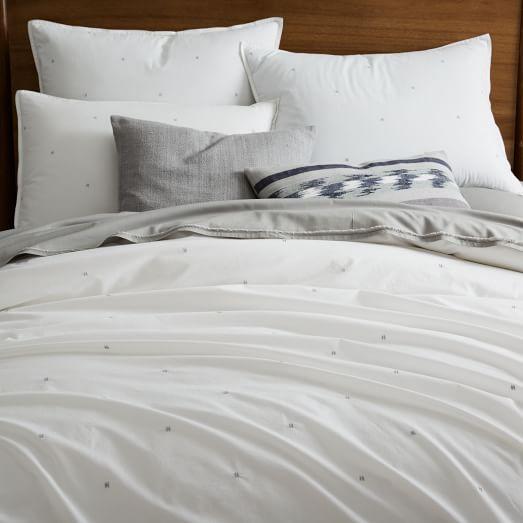 Organic Washed Cotton Duvet Cover, Full/Queen, Stone White