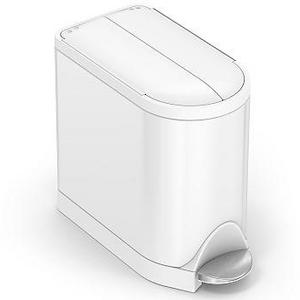 simplehuman® 10 Litre Butterfly Trash Can, White Steel