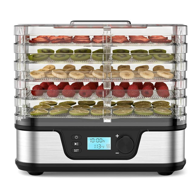 Electactic Food Dehydrator, Silver | 5 Stainless Steel and BPA-free trays, Adjustable Temperature, 72H Timer, Dehydrator for Meats, Jerky, Fruits, Veggies and Pet Treats
