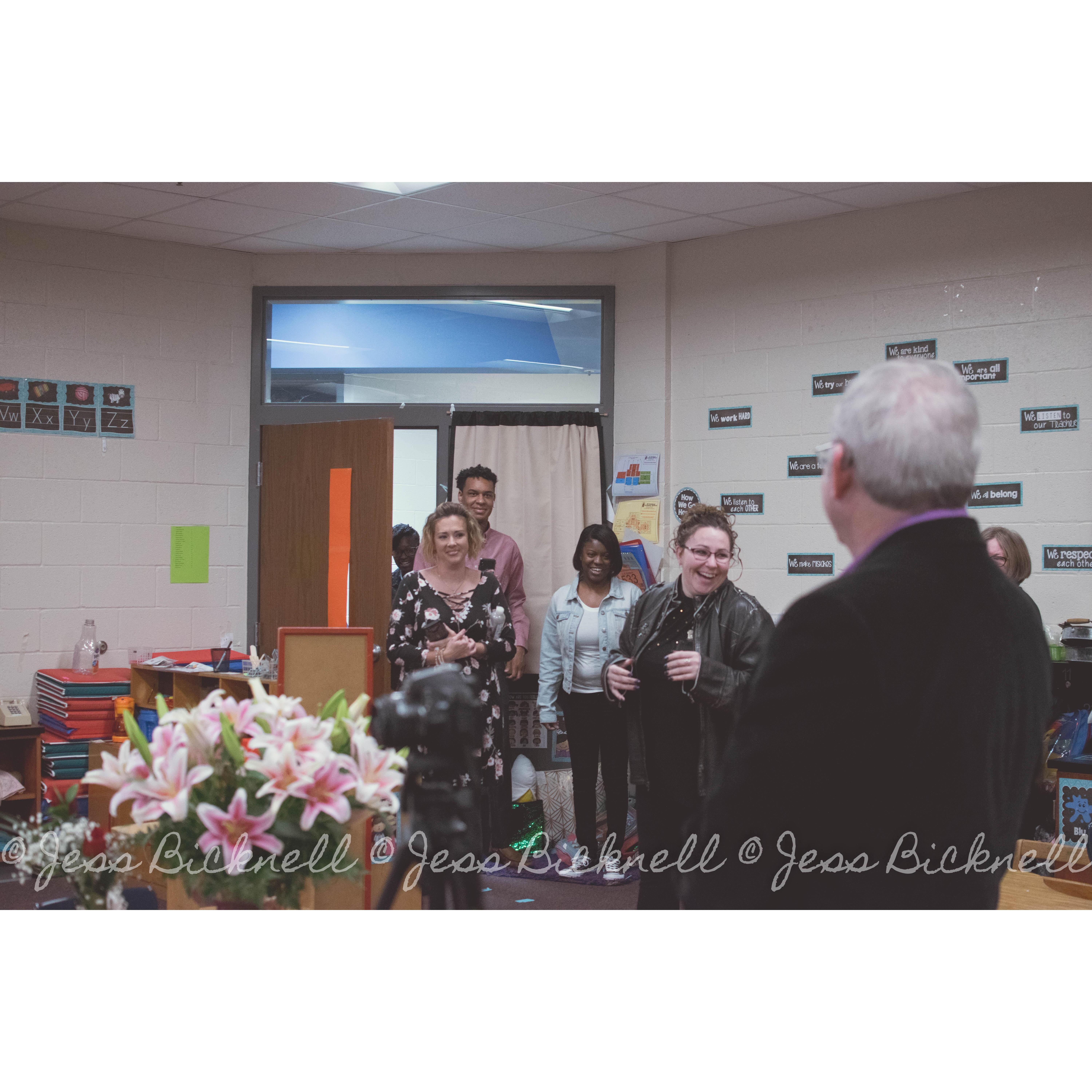 You can see the excitement and nervousness in her face as she gets further into the room.