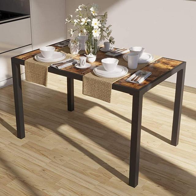 IRONCK Industrial Dining Table, 47.2 x 29.9 x 29.9 Inches Dinner Table, Heavy Duty Metal Frame, Kitchen Table for Living Room, Dining Room