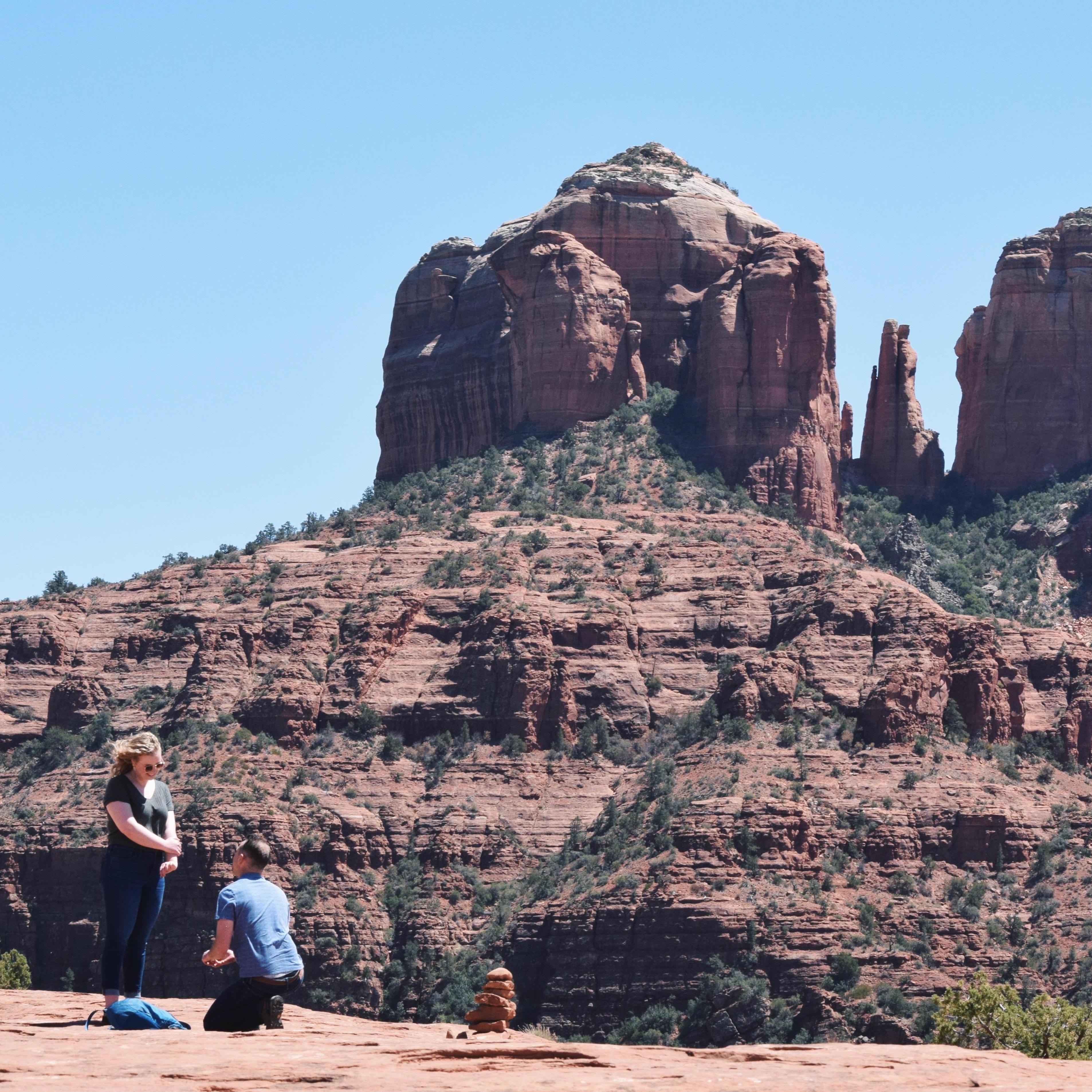 Christopher poppin' the question on 4.24.21 in Sedona. Spoiler alert....she said yes!!!