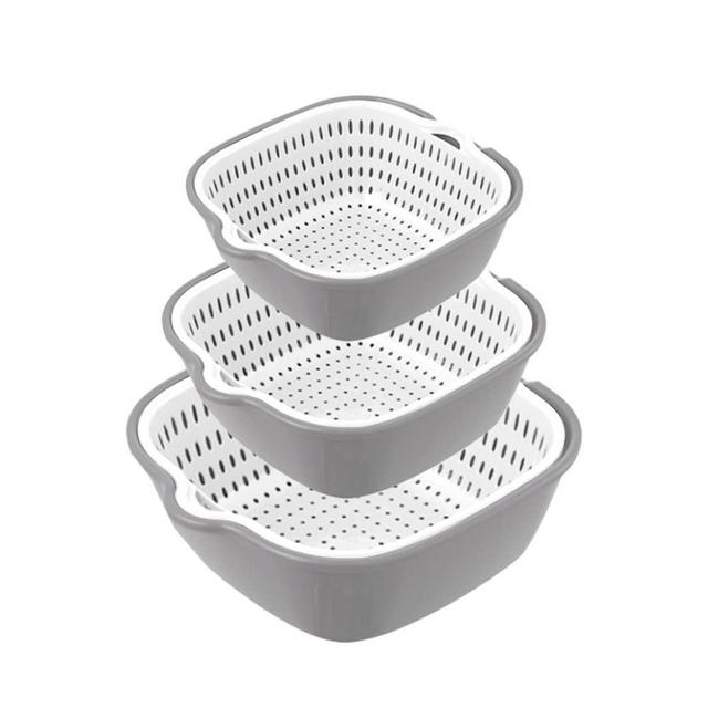 Washing Vegetable Baskets in The Kitchen Fruit Baskets Multi-layer Stackable Vegetable Sinks, Soaking and Washing Fruits and Vegetables Kitchen Colander Set (a235)