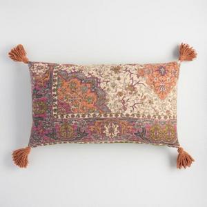 Oversized Orange Vintage Rug Lumbar Pillow