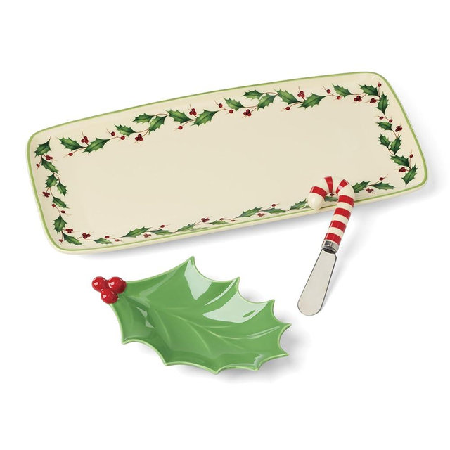 Lenox 898271 Holiday 3-Piece Hostess Set with Spreader, Christmas Serveware, Serving Utensils