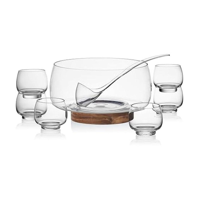 Mikasa Glenwood Party Punch Bowl Set with Punch Cups and Ladle, 8 Piece