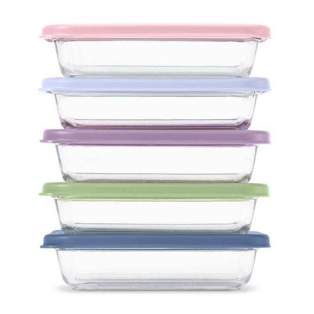 Ello Everyday 10pc 3c Glass Meal prep Food Storage Container Set Multicolor Pastels