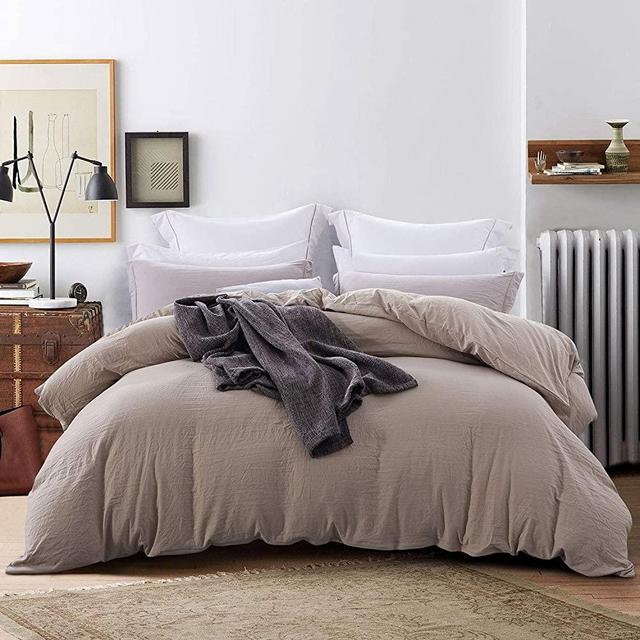 Lanest Housing Duvet Covers King Size, Soft Duvet Cover with Hidden Zipper Closure & Corner Ties, 3 Piece Taupe King Duvet Cover - 1 Duvet Cover+2 Pillowcases