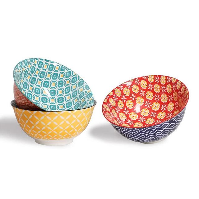 Large Salad Soup Bowls, 48 Oz Serving Bowls for Pho, Pasta Rarmen, Stackable Ceramic Bowls for Kitchen, Set of 3, Microwave & Dishwasher Safe
