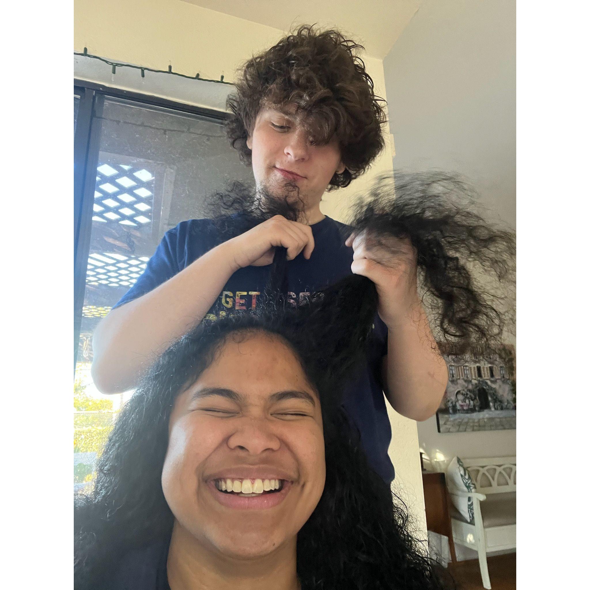 (December 18, 2024):  Conlan tries to braid Joysinet's hair (emphasis on tried).
