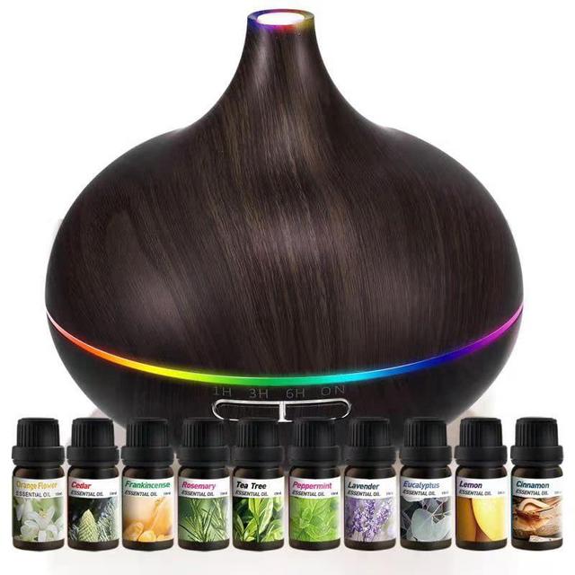 Aromatherapy Essential Oils Set with Ultrasonic Essential Oil Diffuser , 550ML Aroma Humidifier for Essential Oil Large Room Aroma Diffuser Set, Bedroom Vaporizers Cool Mist Humidifier for Oils Home