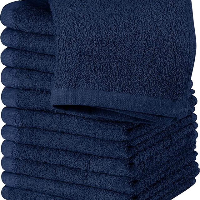 Utopia Towels Cotton Washcloths Set - 100% Ring Spun Cotton, Premium Quality Flannel Face Cloths, Highly Absorbent and Soft Feel Fingertip Towels (12 Pack, Navy)