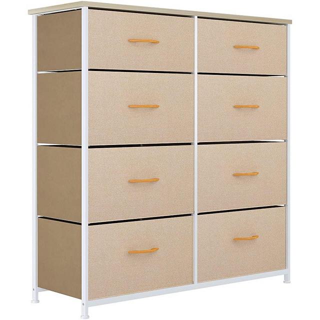 YITAHOME Storage Tower Unit with 8 Drawers - Fabric Dresser with Large Capacity, Organizer Unit for Bedroom, Living Room & Closets - Sturdy Steel Frame, Wooden Top & Easy Pull Fabric Bins (Beige)