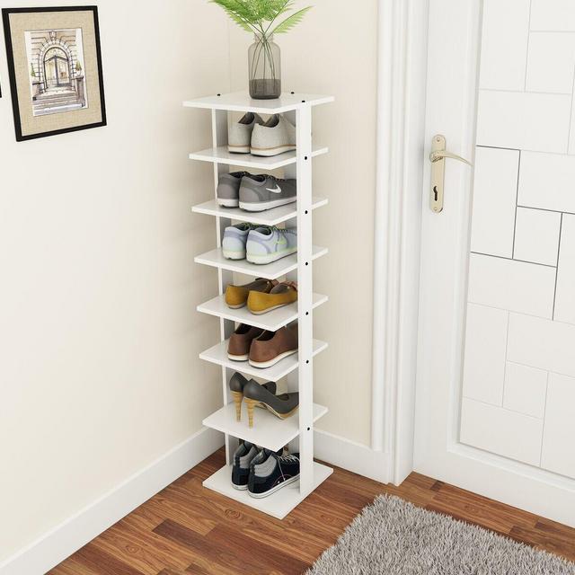 Costway Wooden Shoes Storage Stand 7 Tiers Shoe Rack Organizer Multi-shoe Rack Shoebox