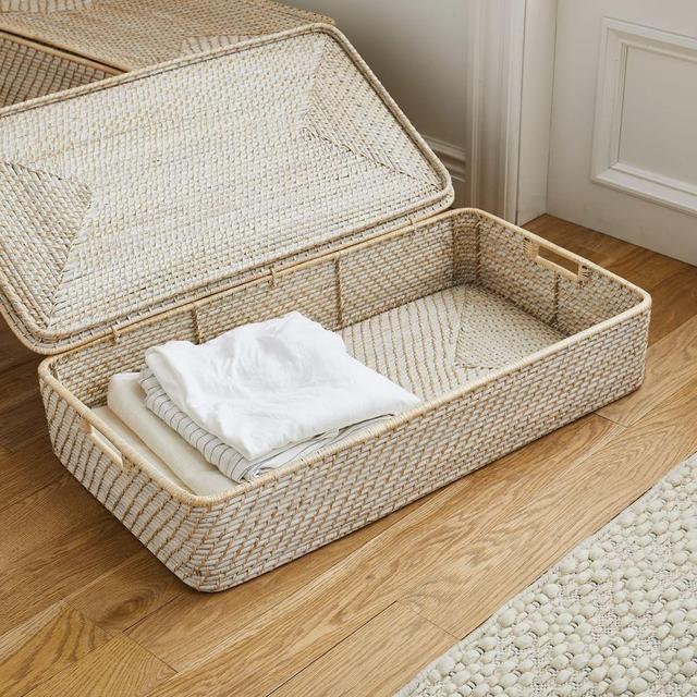 modern weave storage pack s/2 large lidded underbed whitewash