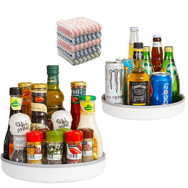 JOYMOOP Lazy Susan Organizer, 12" and 10" Lazy Susan Turntable for Cabinet, Pantry, Table or Refrigerator, Spice Rack Kitchen, Bathroom Household Storage - 2 Sizes Pack Large and Small Lazy Susans