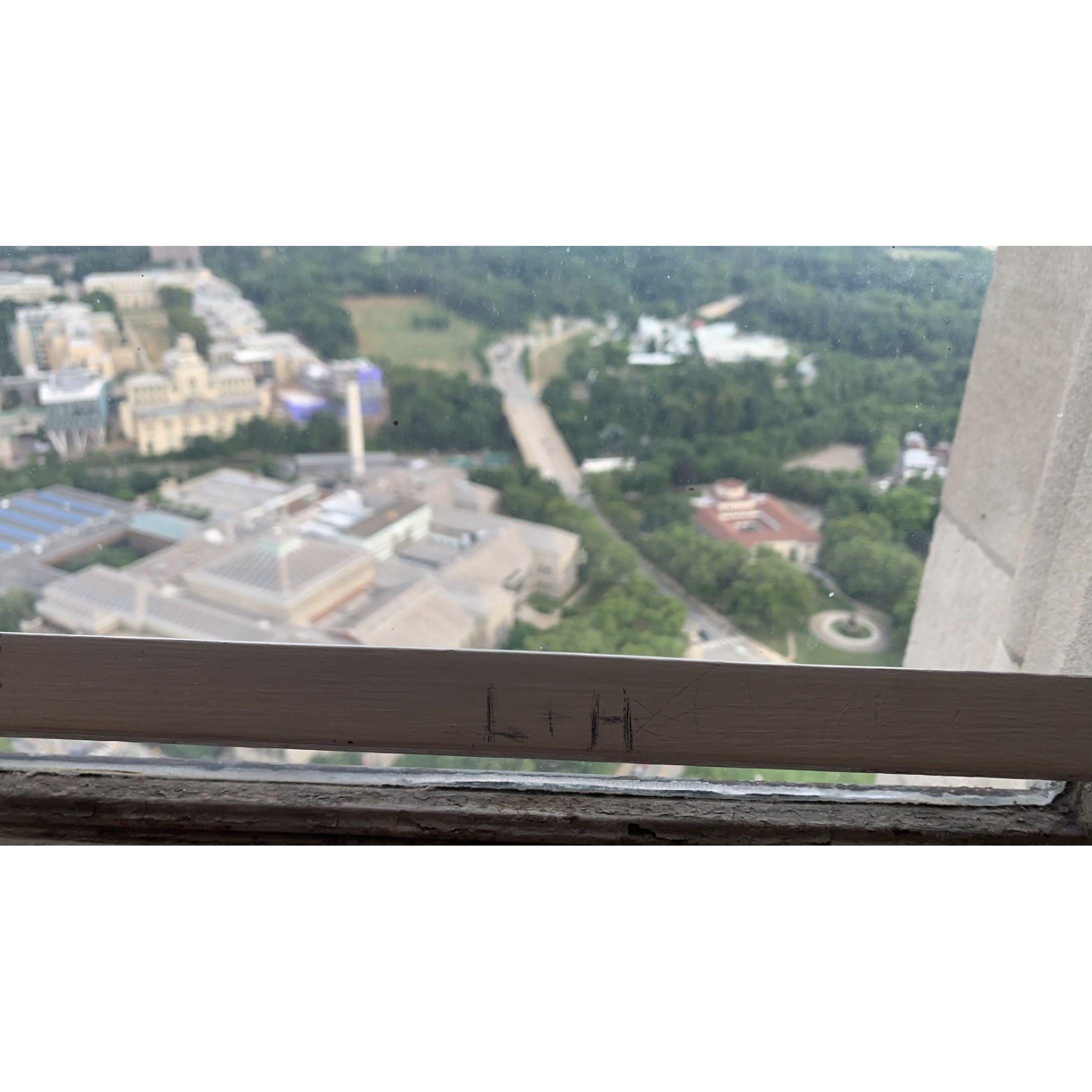 Our initials at the top of the Cathedral of Learning