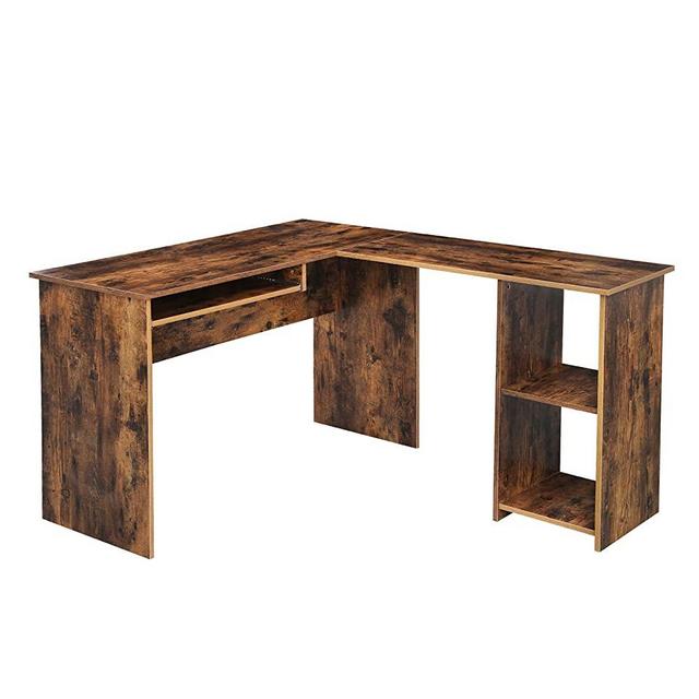 VASAGLE VSG-LCD810X01 Large L-Shaped Desktop Stand, Corner Table with 2 Shelves, 55.1 x 47.2 x 29.5 Inches, Rustic Brown