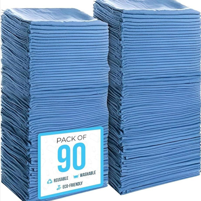 Simpli-Magic Cotton Shop Towels 14"x12" (90 Pack) – Reusable Cleaning Shop Rags for Automobiles, Industries, Garage and Homes (Blue)