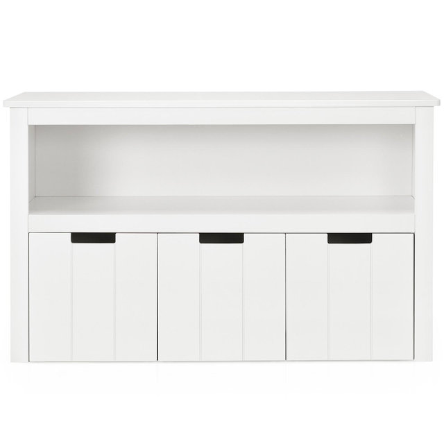 Tangkula Kids Toy Storage Organizer 3 Drawers w/Hidden Wheels Multifunctional Bookcases Cabinets & Shelves White