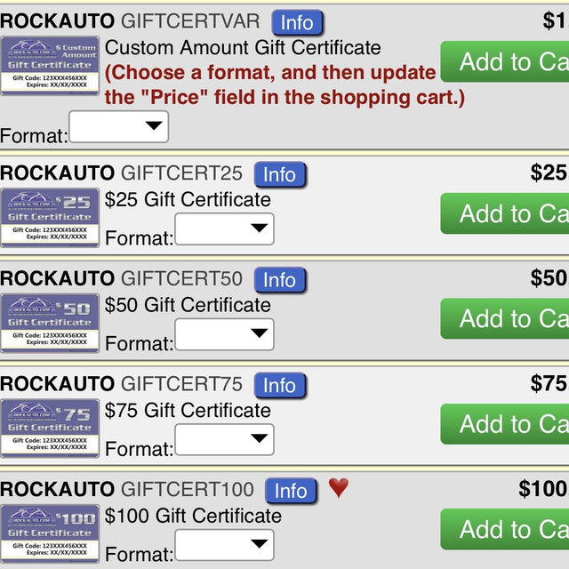 RockAuto Gift Card