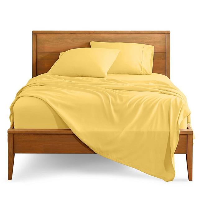 Bare Home Queen Sheet Set - Luxury 1800 Ultra-Soft Microfiber Queen Bed Sheets - Double Brushed - Deep Pockets - Easy Fit - 4 Piece Set - Bedding Sheets & Pillowcases (Queen, Lemon Drop)