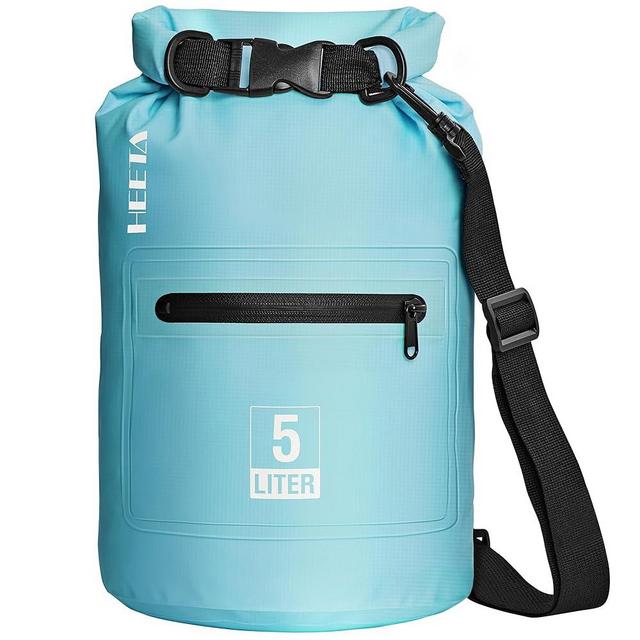 HEETA Waterproof Dry Bag with Front Zippered Pocket for Women Men, 5L/10L/20L/30L/40L Roll Top Lightweight Dry Storage Bag Backpack for Travel, Kayaking, Boating, Rafting, Camping, Hiking & Beach