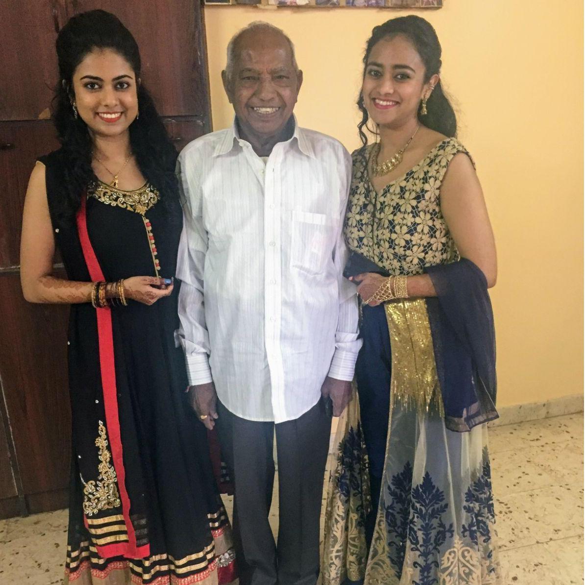 The Patel sisters with their beloved Dada!