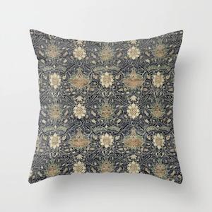 William Morris Vintage Montreal Indigo Slate Throw Pillow