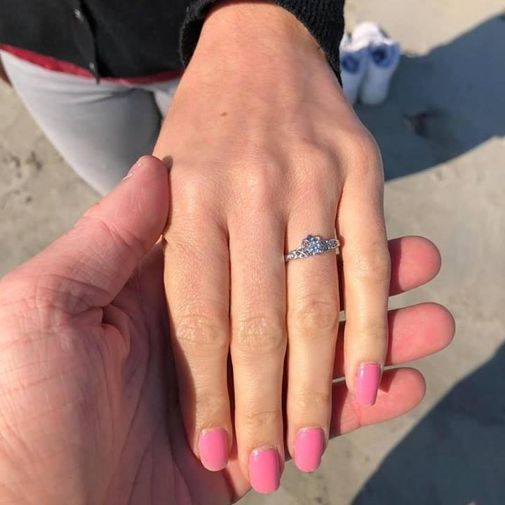 The ring, after his proposal on a beach in Galway, Ireland