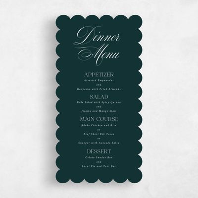 Green Scalloped Wedding Menu - Hunter