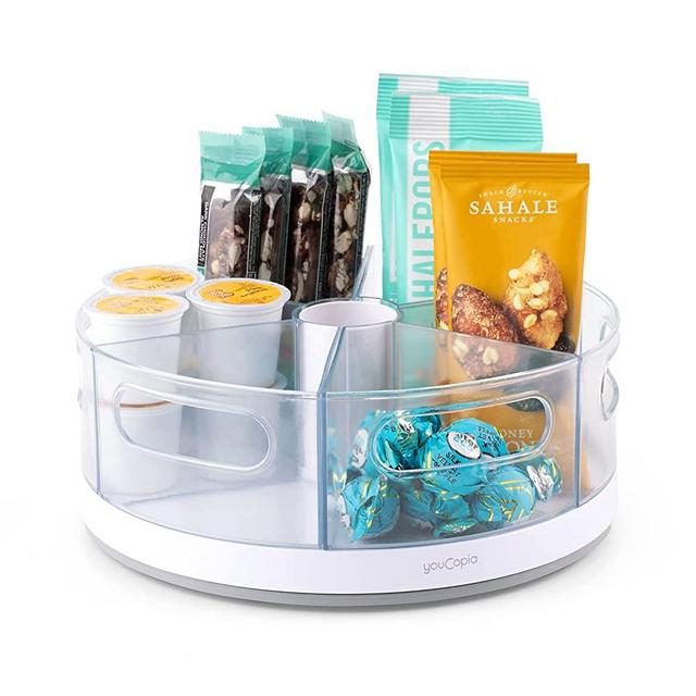 YouCopia Crazy Susan Kitchen Cabinet Turntable, Storage and Snack Organizer with 6 Removable Bins