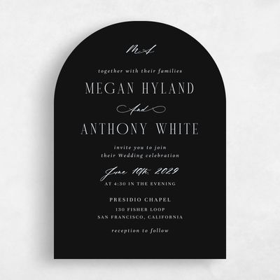 Black Arch Wedding Invitation - Uzes Classic