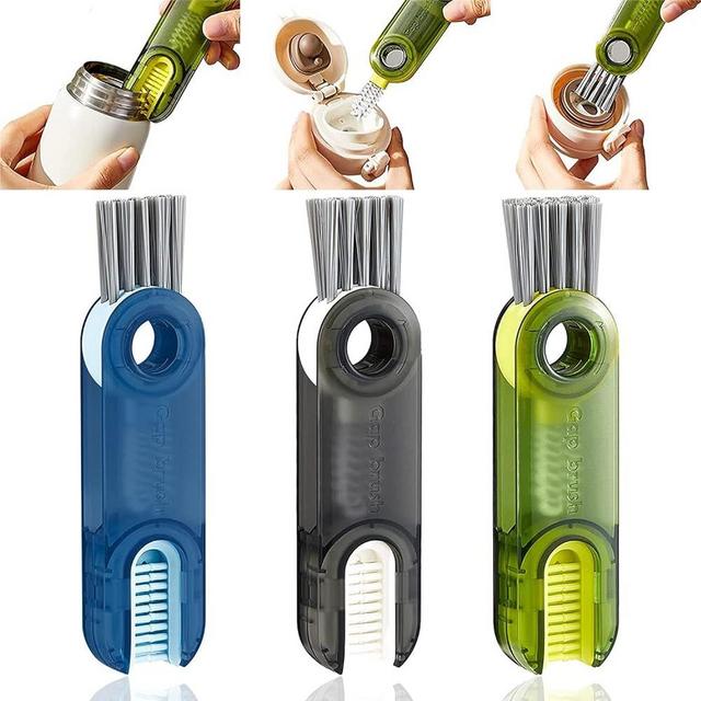 3 in 1 Multifunctional Cleaning Brush 3 Pack Bottle Cleaner Brush Insulation Cup Crevice Cleaning Tools Tiny Bottle Cup Lid Brush Cleaner Brush Home Kitchen Cleaning Tools