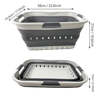 Collapsible Laundry Basket- Space Saving Hamper/Basket (1, Grey/Steel Grey)